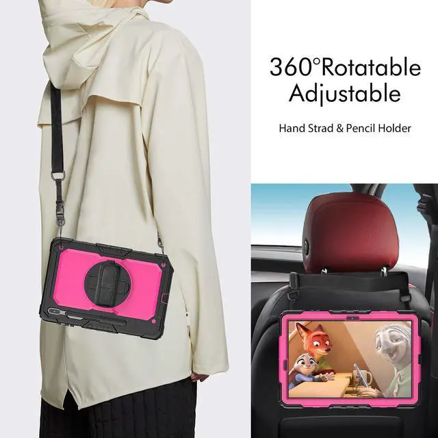 Alt view image 7 of 7 - Case for Samsung Galaxy Tab S8 Plus / S8+ 12.4'' (2022) / S7 FE 5G (2021) / S7 Plus (2020) 12.4 inch Heavy Duty Cover With Screen Protector & 360 Degree Swivel Kickstand & Hand Shoulder Strap