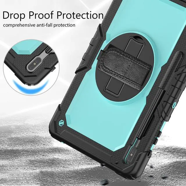 Alt view image 5 of 7 - Case for Samsung Galaxy Tab S8 Plus / S8+ 12.4'' (2022) / S7 FE 5G (2021) / S7 Plus (2020) 12.4 inch Heavy Duty Cover With Screen Protector & 360 Degree Swivel Kickstand & Hand Shoulder Strap