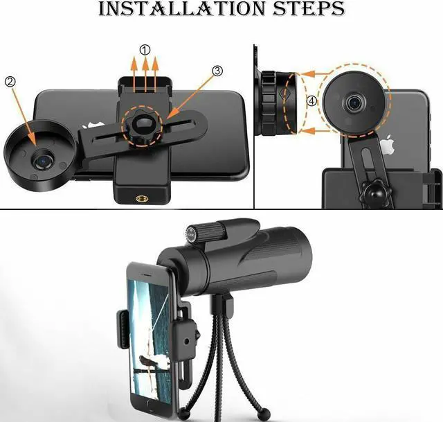 Alt view image 3 of 7 - Monocular Telescope 12x50 High Power Waterproof Monocular Scope with Phone Mount & Hose Tripod Monocular Compact Fogproof Scope BAK4 Prism FMC Monoculars for Adults Hunting Camping Travelling Wildlife