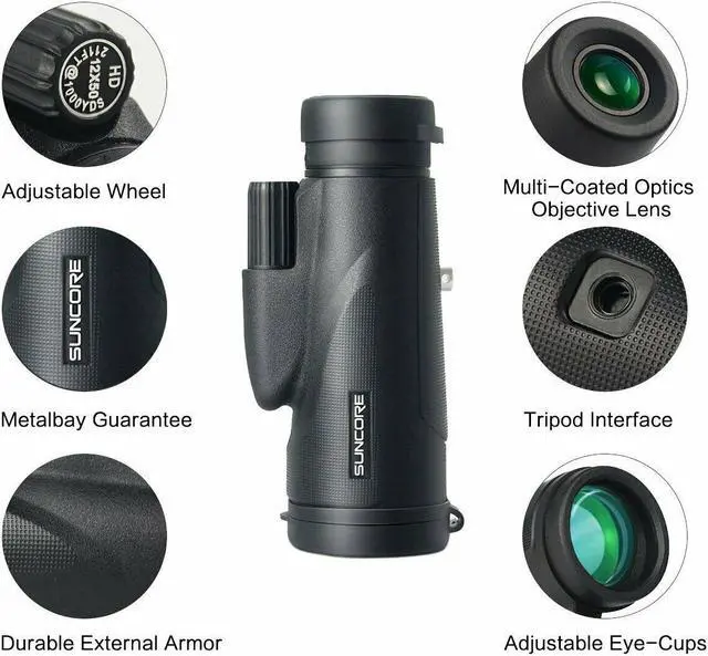 Alt view image 4 of 7 - Monocular Telescope 12x50 High Power Waterproof Monocular Scope with Phone Mount & Hose Tripod Monocular Compact Fogproof Scope BAK4 Prism FMC Monoculars for Adults Hunting Camping Travelling Wildlife