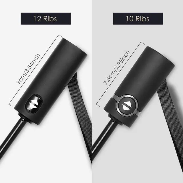 Alt view image 3 of 7 - WERLEO 12 Ribs Windproof Travel Umbrella with Teflon Canopy Lengthened Handle with Auto Open Close Button Compact Protection from Rain, Free Upscale Leather Cover