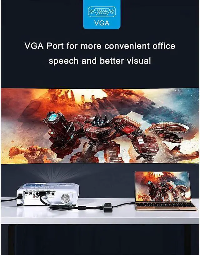 Alt view image 4 of 7 - USB-C Type C USB C to HDMI VGA USB 3.0 Audio USB-C PD Charging Port Adapter Converter 5 in 1 hub Compatible with MacBook Pro Chromebook Pixel and Other Mainstream Type c Device