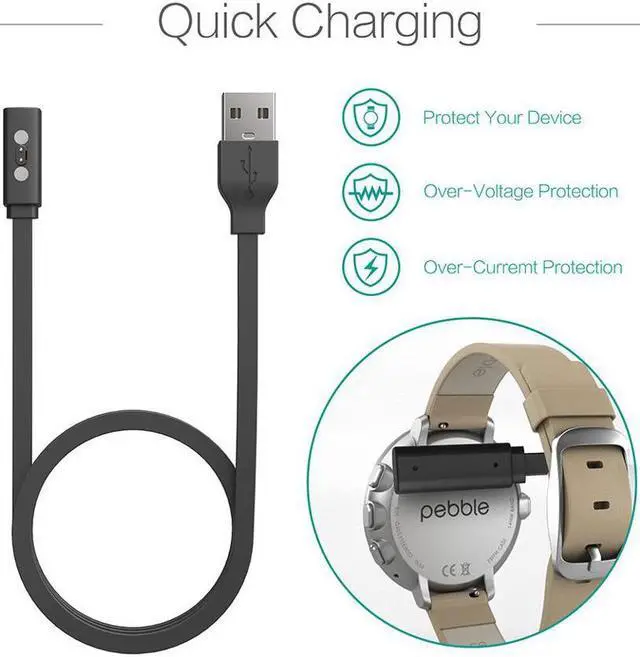 Alt view image 2 of 6 - Charger for Pebble Classic 1st - USB Charging Cable 100cm - Smartwatch Accessories