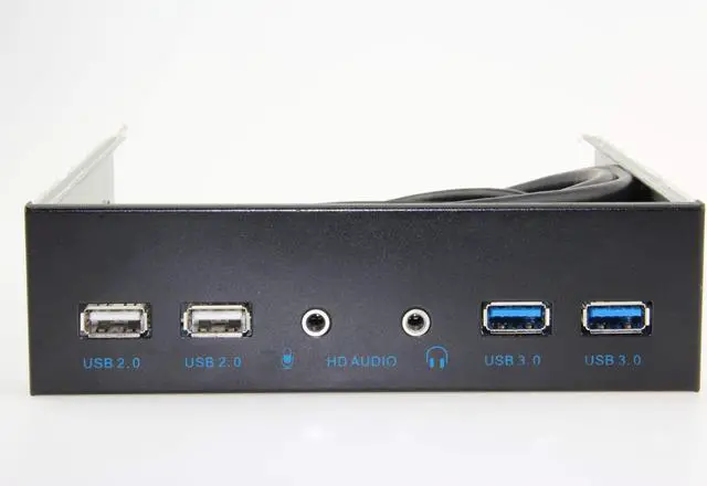 Alt view image 2 of 7 - 5.25 Inch Front Panel USB Hub with 2-Port USB 3.0 & 2-Port USB 2.0 & HD Audio Output Port & Microphone Input Port for Desktop [ 20 Pin Connector & 2ft Adapter Cable]