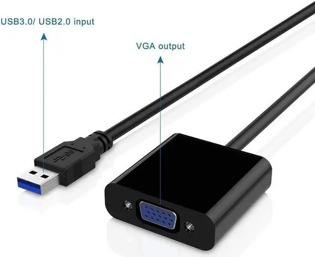 Alt view image 3 of 7 - USB to VGA Adapter,USB 3.0 to VGA Adapter Multi-Display Video Converter- PC Laptop Windows 7/8/8.1/10,Desktop, Laptop, PC, Monitor, Projector, HDTV, Chromebook (Black)
