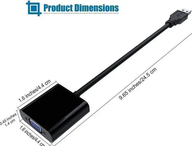 Alt view image 5 of 7 - USB to VGA Adapter,USB 3.0 to VGA Adapter Multi-Display Video Converter- PC Laptop Windows 7/8/8.1/10,Desktop, Laptop, PC, Monitor, Projector, HDTV, Chromebook (Black)