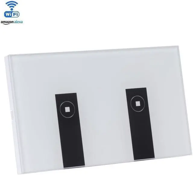 Main image of WIFI Smart Wall Light Home Switch 2 Gang Wireless in Wall Glass Touch Panel Plate Works with Alexa Echo Google Home Remote Control Lights by Android/IOS APP