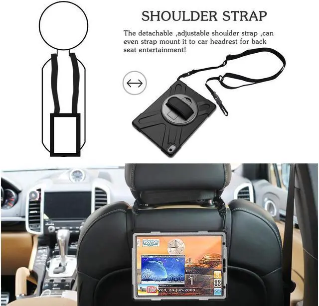 Alt view image 3 of 7 - iPad Pro 11 Inch 2018 Case WERLEO Hybrid hree Layer Heavy Duty Protective Case Shockproof Case Cover with Handle Hand Strap, Kickstand& Shoulder Strap for iPad Pro 11 2018 Release Tablet
