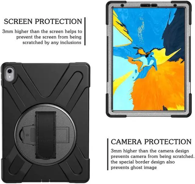 Alt view image 5 of 7 - iPad Pro 11 Inch 2018 Case WERLEO Hybrid hree Layer Heavy Duty Protective Case Shockproof Case Cover with Handle Hand Strap, Kickstand& Shoulder Strap for iPad Pro 11 2018 Release Tablet