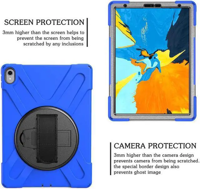 Alt view image 4 of 5 - iPad Pro 11 Inch 2018 Case WERLEO Hybrid hree Layer Heavy Duty Protective Case Shockproof Case Cover with Handle Hand Strap, Kickstand& Shoulder Strap for iPad Pro 11 2018 Release Tablet