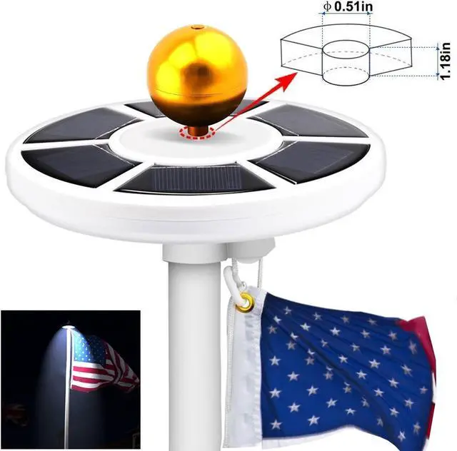 Alt view image 3 of 7 - Solar Flagpole Light, Weatherproof 26 LED Solar Power Flag Pole Light,  Top Energy Saving Long-lasting Night Light (White)