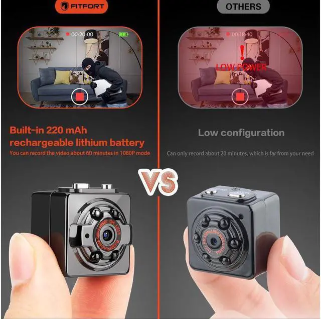 Alt view image 5 of 7 - Pocket Mini Hidden Spy Camera HD 1080P 12MP Portable Security Nanny Cam with Night Vision & Motion Detection with16GB SD Card for Home and Office
