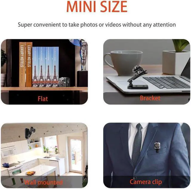Alt view image 6 of 7 - Pocket Mini Hidden Spy Camera HD 1080P 12MP Portable Security Nanny Cam with Night Vision & Motion Detection with16GB SD Card for Home and Office