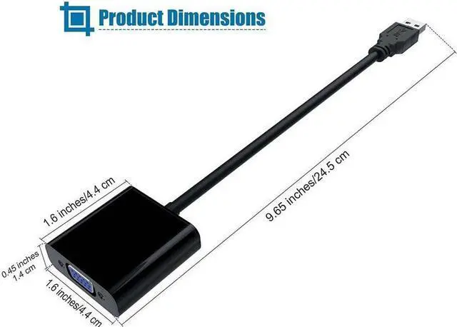 Alt view image 2 of 7 - USB 2.0/3.0 to VGA Adapter Converter, Multi-Monitor Adapter Male to Female External Video Card Display Video Converter,Support1080P HD 60Hz, for Laptop, PC, Monitor, Projector, HDTV, Win 7/8/8.1/10