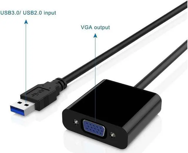 Alt view image 3 of 7 - USB 2.0/3.0 to VGA Adapter Converter, Multi-Monitor Adapter Male to Female External Video Card Display Video Converter,Support1080P HD 60Hz, for Laptop, PC, Monitor, Projector, HDTV, Win 7/8/8.1/10