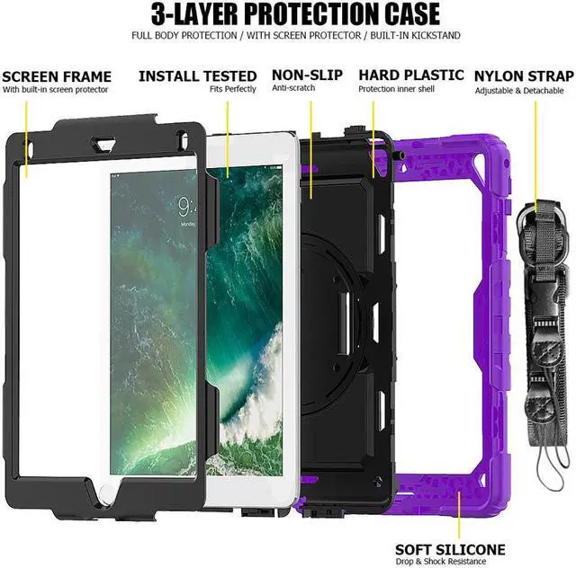 Alt view image 5 of 6 - iPad 9.7 2018 2017 Case iPad Air 2 Case iPad Pro 9.7 Case Heavy Duty Rugged Shockproof Protective Hard Case Cover For for Apple iPad 6th / 5th Generation / iPad Air 2 / iPad Pro 9.7 inch