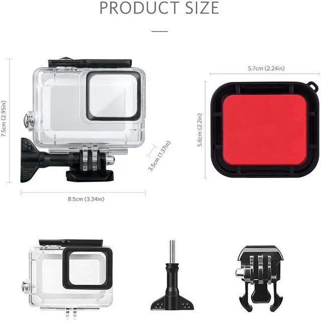 Alt view image 2 of 7 - Case Housing Waterproof Case for Gopro Hero 7 Black Gopro Hero 5 Gopro Hero 6 Gopro Hero 2018 Action Camera Waterproof 147ft(45Meters)