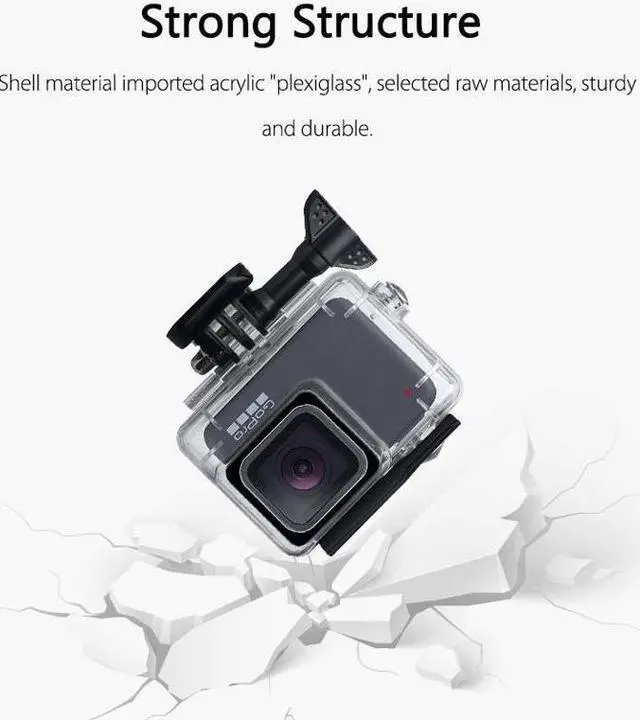 Alt view image 4 of 7 - Case Housing Waterproof Case for Gopro Hero 7 Black Gopro Hero 5 Gopro Hero 6 Gopro Hero 2018 Action Camera Waterproof 147ft(45Meters)