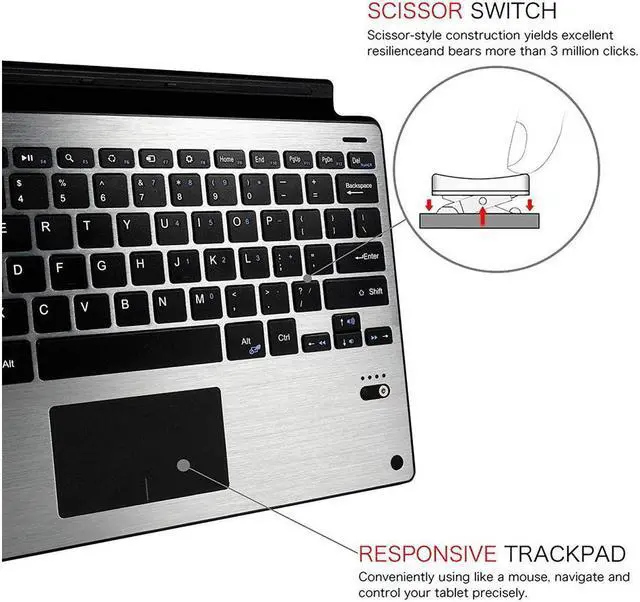 Alt view image 2 of 7 - Microsoft Surface Pro 7 / Pro 6 / Surface Pro 5 / Pro 4 / Pro 3 Type Cover Case Ultra-Slim Portable Wireless Bluetooth Keyboard with Trackpad for Surface Pro 7 / Pro 6 / Surface Pro 5 / Pro 4 / Pro 3