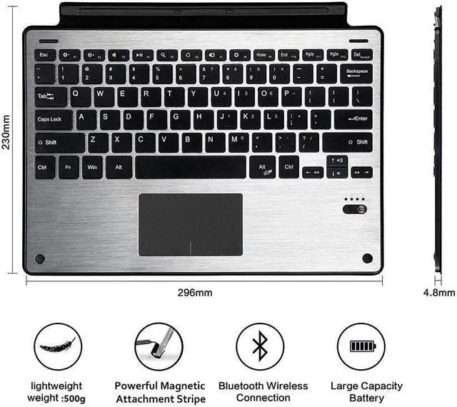 Alt view image 6 of 7 - Microsoft Surface Pro 7 / Pro 6 / Surface Pro 5 / Pro 4 / Pro 3 Type Cover Case Ultra-Slim Portable Wireless Bluetooth Keyboard with Trackpad for Surface Pro 7 / Pro 6 / Surface Pro 5 / Pro 4 / Pro 3