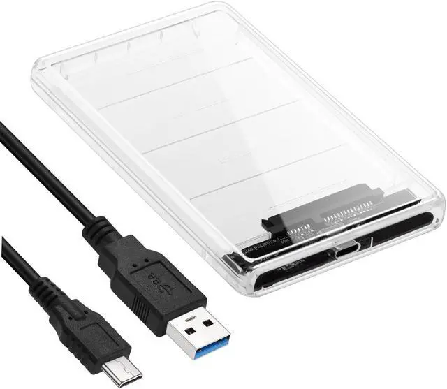 Main image of USB Type C SATA Adapter with Case, 2.5 inch SATA HDD/SSD Up to 2TB High-Speed External Hard Disk Drive Enclosure with USB3.0 - USB3.1 Cable, Support UASP SATA III