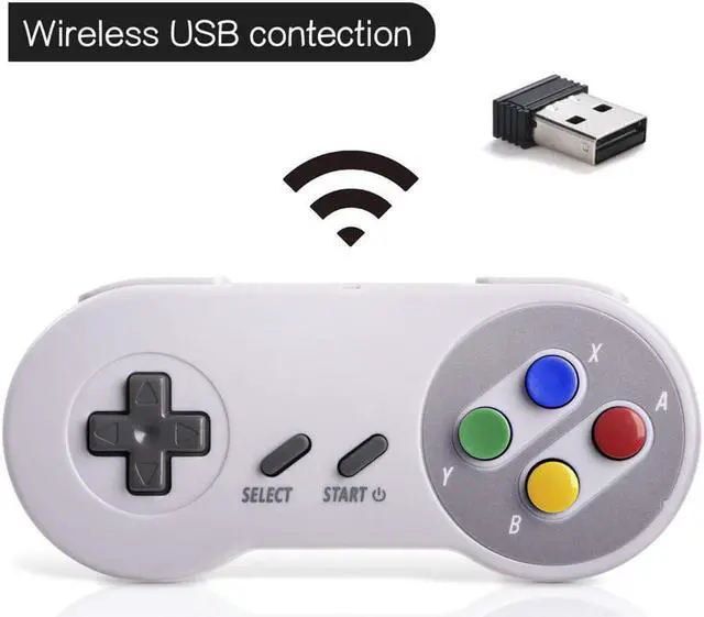 Alt view image 6 of 7 - 2.4 GHz Wireless USB Controller Compatible with Super Famicom Games, SNES Retro USB Classic Controller Joypad Joystick for Windows PC MAC Linux Genesis (Multi-Colored Keys)