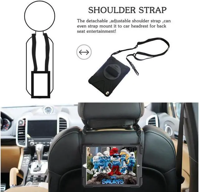 Alt view image 5 of 7 - iPad Pro 10.5 Case Rugged Heavy Duty ShockProof Silicone Protective Cover with 360 Degree Rotating Stand & hand / shoulder strap for Apple New iPad 10.5 inch Model A1701 A1709 Cover Shell