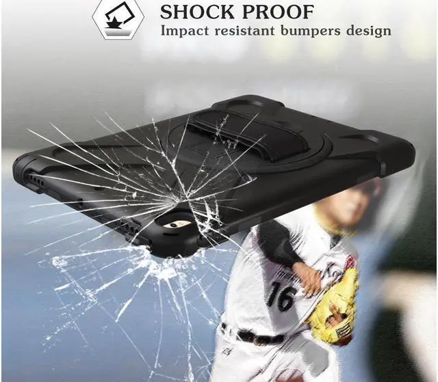 Alt view image 6 of 7 - iPad Pro 10.5 Case Rugged Heavy Duty ShockProof Silicone Protective Cover with 360 Degree Rotating Stand & hand / shoulder strap for Apple New iPad 10.5 inch Model A1701 A1709 Cover Shell