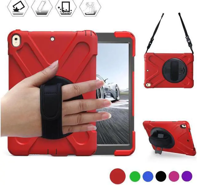 Main image of iPad Pro 10.5 Case Rugged Heavy Duty ShockProof Silicone Protective Cover with 360 Degree Rotating Stand & hand / shoulder strap for Apple New iPad 10.5 inch Model A1701 A1709 Cover Shell