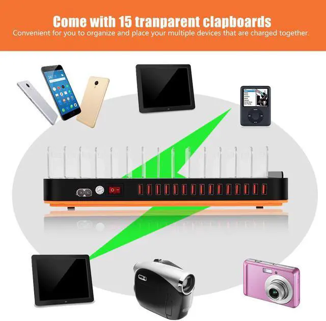 Alt view image 4 of 7 - USB Charger, 100W 15 Port Multi Port USB Charger Hub USB Charging Station with Smart Identification Function for iPhone X, iPad Air/Pro, Samsung Galaxy MP3, MP4, Tablet, DV, Camera, etc(Us Plug)