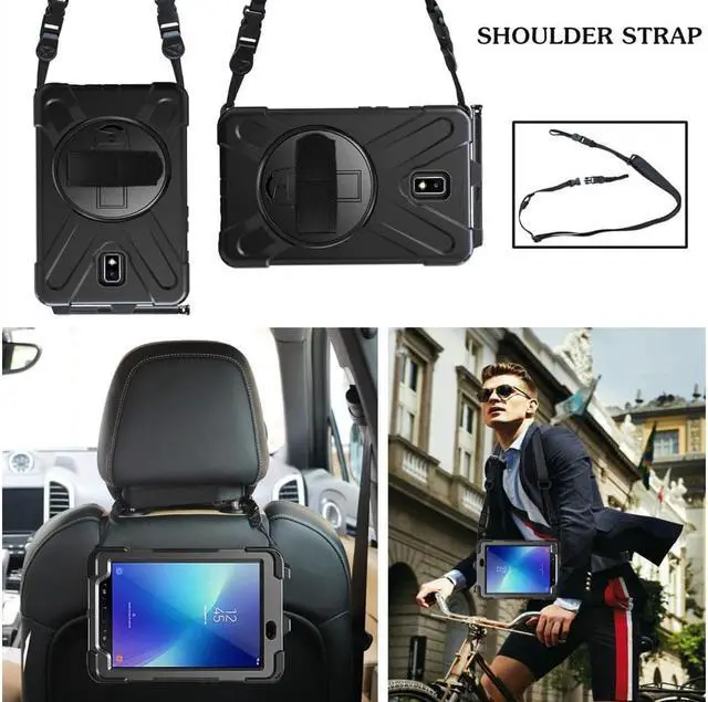 Alt view image 7 of 7 - Case for Samsung Galaxy Tab Active 2 8.0 SM-T390 T395 T397 Heavy Duty Kids Protective Case Cover with Pen Holder with 360 Degree Rotating Hand Strap / Kickstand + Shoulder Strap