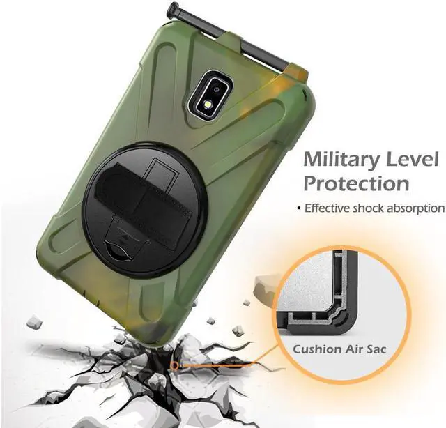 Alt view image 5 of 7 - Case for Samsung Galaxy Tab Active 2 8.0 SM-T390 T395 T397 Heavy Duty Kids Protective Case Cover with Pen Holder with 360 Degree Rotating Hand Strap / Kickstand + Shoulder Strap