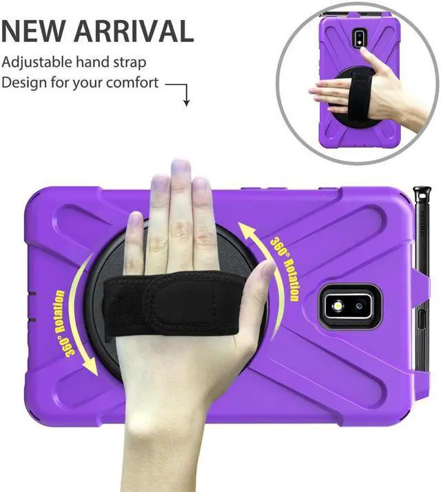 Alt view image 2 of 7 - Case for Samsung Galaxy Tab Active 2 8.0 SM-T390 T395 T397 Heavy Duty Kids Protective Case Cover with Pen Holder with 360 Degree Rotating Hand Strap / Kickstand + Shoulder Strap