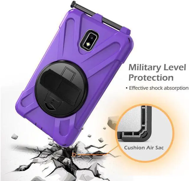 Alt view image 5 of 7 - Case for Samsung Galaxy Tab Active 2 8.0 SM-T390 T395 T397 Heavy Duty Kids Protective Case Cover with Pen Holder with 360 Degree Rotating Hand Strap / Kickstand + Shoulder Strap