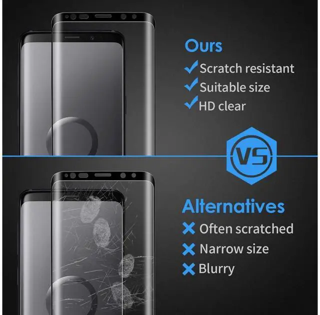 Alt view image 6 of 7 - Galaxy S9 Plus Screen Protector,Tempered Glass,9H Hardness[Anti-Scratch][Anti-Fingerprint][Bubble Free] for Samsung Galaxy S9 Plus (2 Packs)