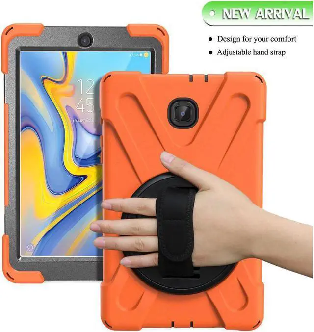 Alt view image 4 of 7 - Samsung Galaxy Tab A 8.0 SM-T387 Case 2018 Kids Proof with Kickstand and Strap, Rugged Hard PC + Silicone Cover + Handle + Shoulder Holder for Samsung Tab A 8.0 T387V Verizon 8" Tablet