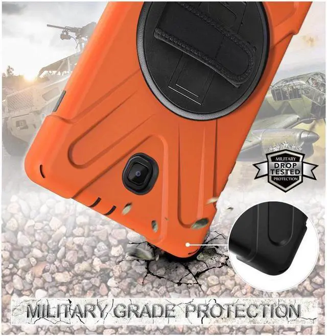 Alt view image 5 of 7 - Samsung Galaxy Tab A 8.0 SM-T387 Case 2018 Kids Proof with Kickstand and Strap, Rugged Hard PC + Silicone Cover + Handle + Shoulder Holder for Samsung Tab A 8.0 T387V Verizon 8" Tablet