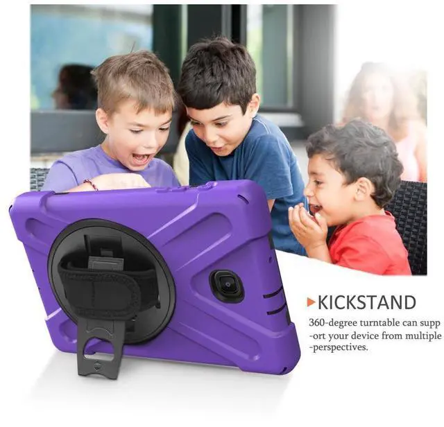Alt view image 4 of 7 - Samsung Galaxy Tab A 8.0 SM-T387 Case 2018 Kids Proof with Kickstand and Strap, Rugged Hard PC + Silicone Cover + Handle + Shoulder Holder for Samsung Tab A 8.0 T387V Verizon 8" Tablet