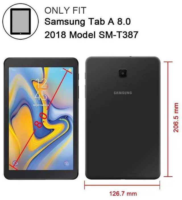 Alt view image 6 of 7 - Samsung Galaxy Tab A 8.0 SM-T387 Case 2018 Kids Proof with Kickstand and Strap, Rugged Hard PC + Silicone Cover + Handle + Shoulder Holder for Samsung Tab A 8.0 T387V Verizon 8" Tablet