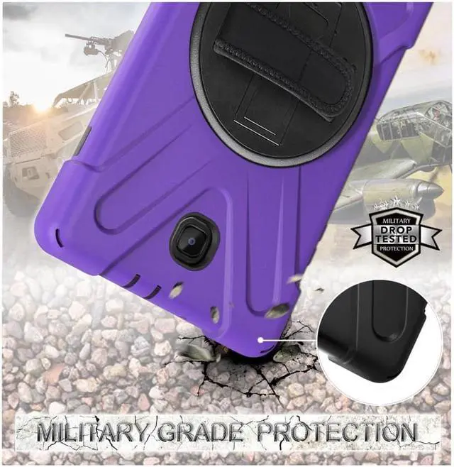 Alt view image 2 of 7 - Samsung Galaxy Tab A 8.0 SM-T387 Case 2018 Kids Proof with Kickstand and Strap, Rugged Hard PC + Silicone Cover + Handle + Shoulder Holder for Samsung Tab A 8.0 T387V Verizon 8" Tablet