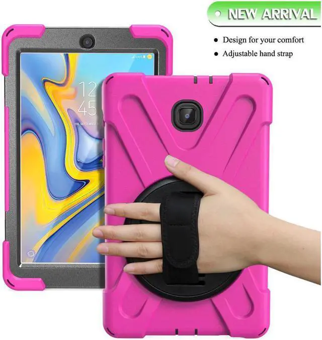 Alt view image 5 of 7 - Samsung Galaxy Tab A 8.0 SM-T387 Case 2018 Kids Proof with Kickstand and Strap, Rugged Hard PC + Silicone Cover + Handle + Shoulder Holder for Samsung Tab A 8.0 T387V Verizon 8" Tablet
