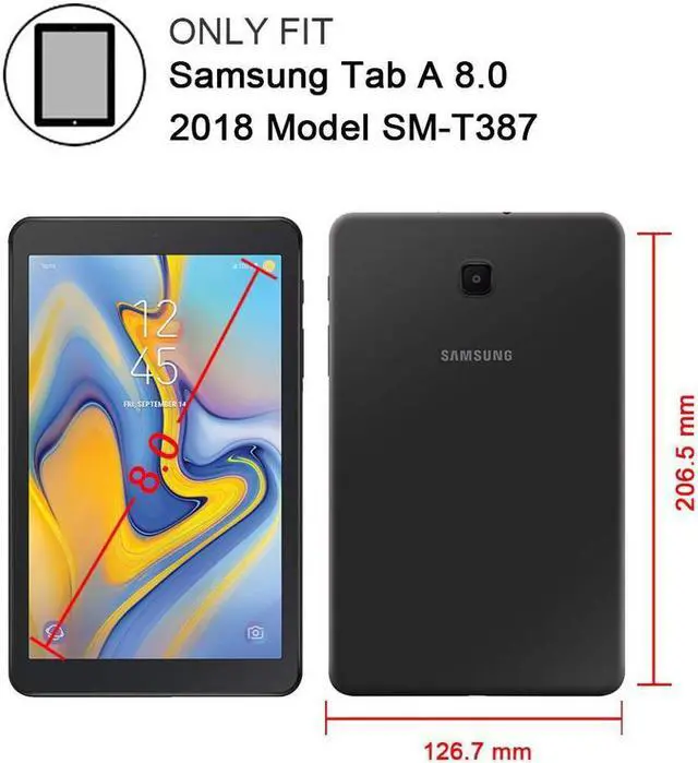Alt view image 4 of 7 - Samsung Galaxy Tab A 8.0 SM-T387 Case 2018 Kids Proof with Kickstand and Strap, Rugged Hard PC + Silicone Cover + Handle + Shoulder Holder for Samsung Tab A 8.0 T387V Verizon 8" Tablet