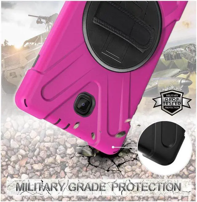 Alt view image 6 of 7 - Samsung Galaxy Tab A 8.0 SM-T387 Case 2018 Kids Proof with Kickstand and Strap, Rugged Hard PC + Silicone Cover + Handle + Shoulder Holder for Samsung Tab A 8.0 T387V Verizon 8" Tablet