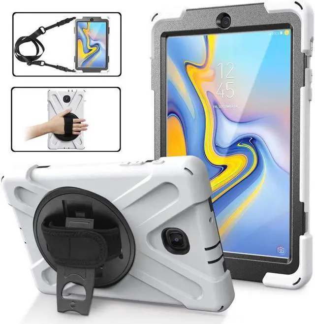 Main image of Samsung Galaxy Tab A 8.0 SM-T387 Case 2018 Kids Proof with Kickstand and Strap, Rugged Hard PC + Silicone Cover + Handle + Shoulder Holder for Samsung Tab A 8.0 T387V Verizon 8" Tablet