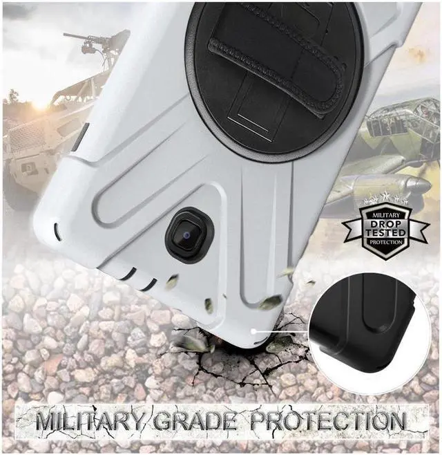 Alt view image 3 of 7 - Samsung Galaxy Tab A 8.0 SM-T387 Case 2018 Kids Proof with Kickstand and Strap, Rugged Hard PC + Silicone Cover + Handle + Shoulder Holder for Samsung Tab A 8.0 T387V Verizon 8" Tablet