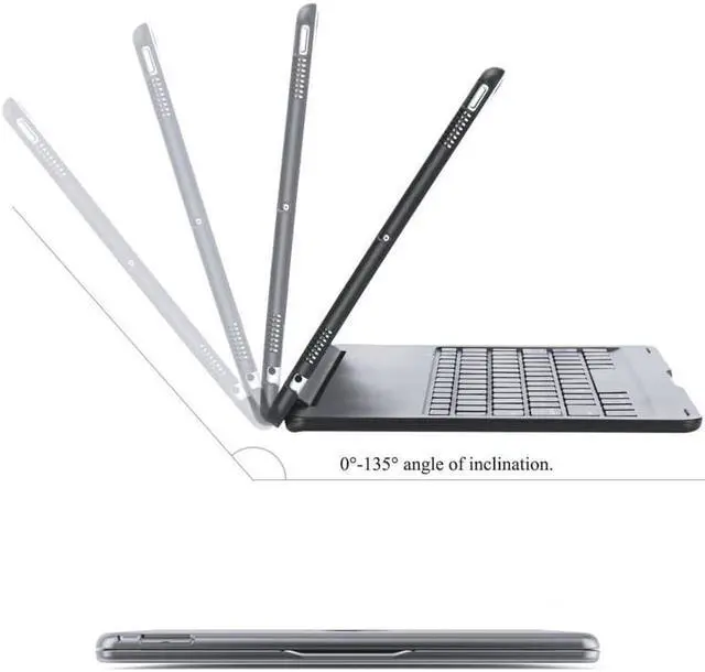 Alt view image 5 of 7 - Bluetooth Keyboard Case For iPad Pro 12.9 2017 (2nd Gen) / 2015(1st Gen) Protective Ultra Slim Aluminum Hard Shell Smart Stand Cover with 7 Colors Backlit Wireless Bluetooth Keyboard