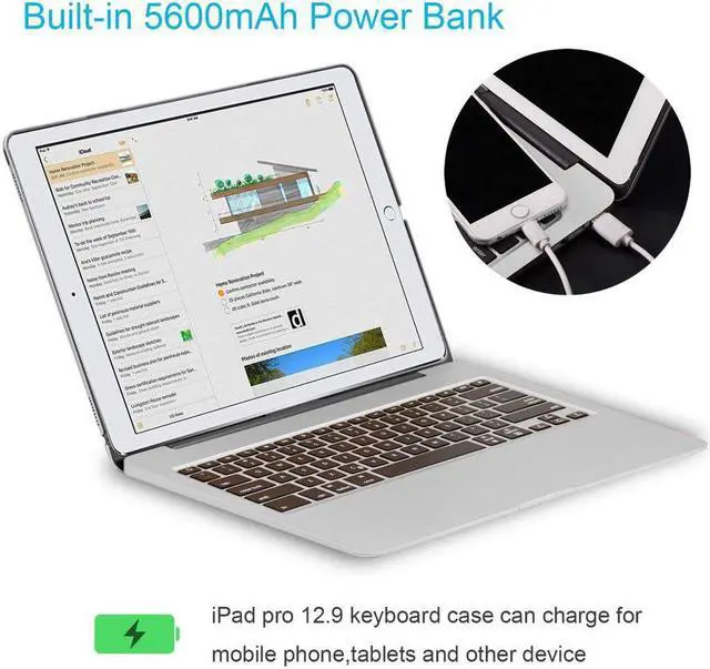 Alt view image 2 of 7 - Bluetooth Keyboard Case For iPad Pro 12.9 2017 (2nd Gen) / 2015(1st Gen) Protective Ultra Slim Aluminum Hard Shell Smart Stand Cover with 7 Colors Backlit Wireless Bluetooth Keyboard