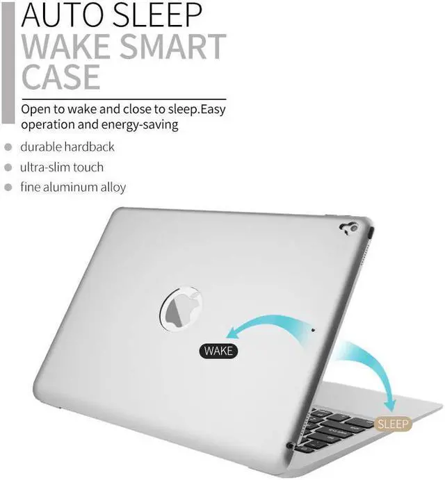 Alt view image 4 of 7 - Bluetooth Keyboard Case For iPad Pro 12.9 2017 (2nd Gen) / 2015(1st Gen) Protective Ultra Slim Aluminum Hard Shell Smart Stand Cover with 7 Colors Backlit Wireless Bluetooth Keyboard
