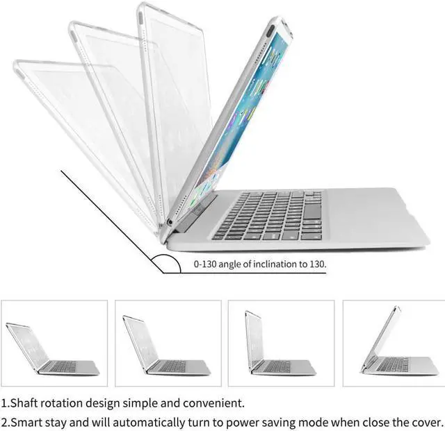 Alt view image 5 of 7 - Bluetooth Keyboard Case For iPad Pro 12.9 2017 (2nd Gen) / 2015(1st Gen) Protective Ultra Slim Aluminum Hard Shell Smart Stand Cover with 7 Colors Backlit Wireless Bluetooth Keyboard