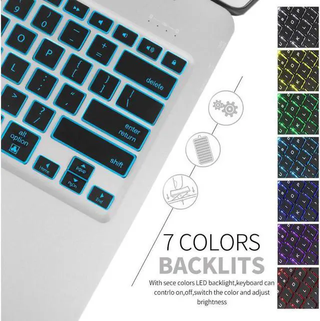 Alt view image 2 of 7 - Bluetooth Keyboard Case For iPad Pro 12.9 2017 (2nd Gen) / 2015(1st Gen) Protective Ultra Slim Aluminum Hard Shell Smart Stand Cover with 7 Colors Backlit Wireless Bluetooth Keyboard
